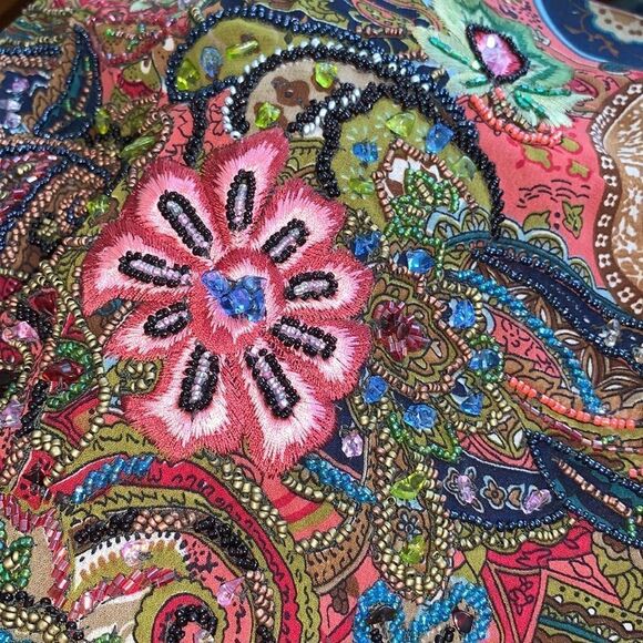 NWT Dolce Apperal beaded‎ paisley fur hem skirt - Picture 11 of 12